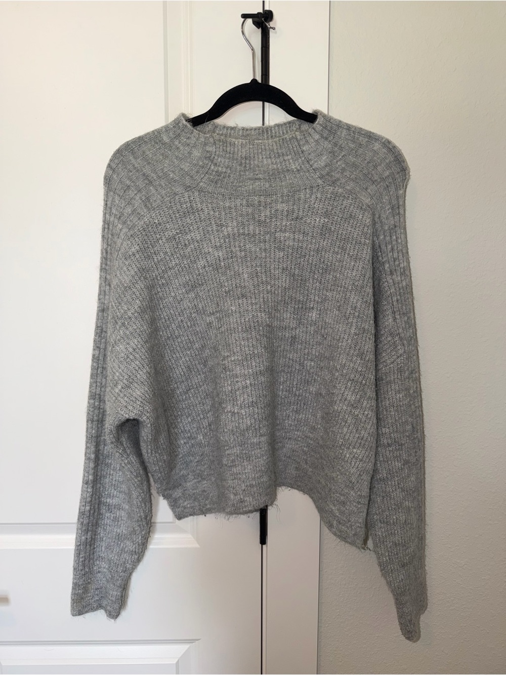 Topshop Cozy Ribbed Mock Neck Sweater - Gray